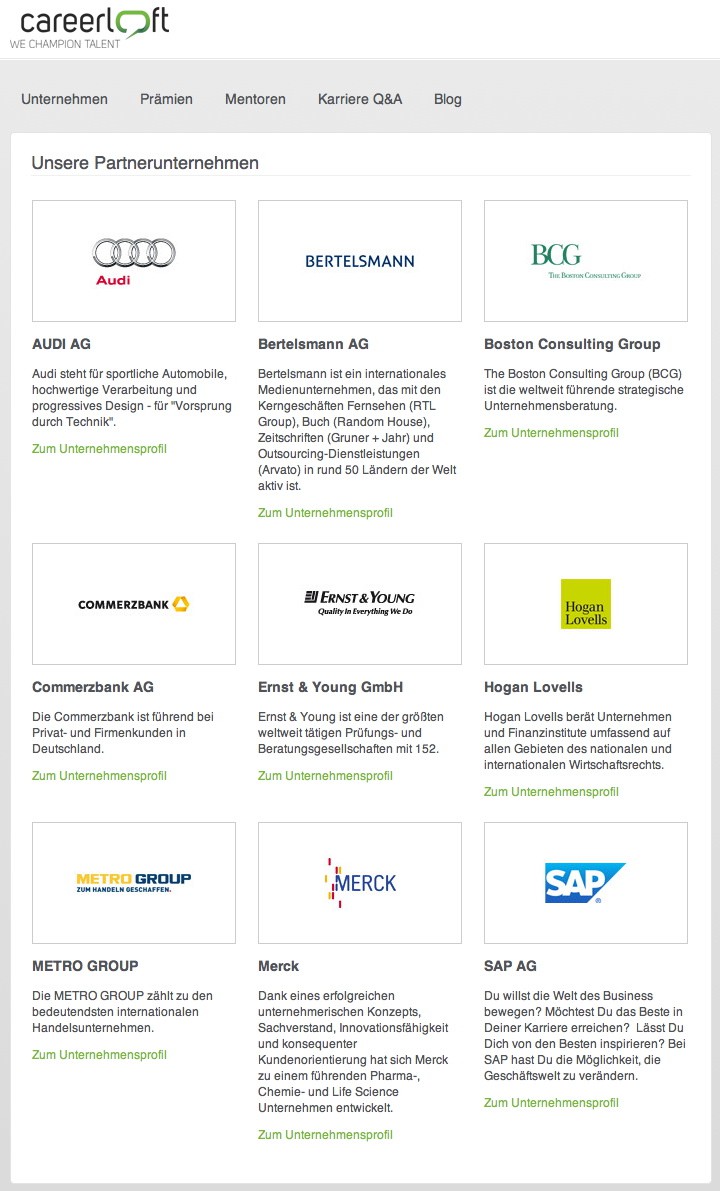 Partnerunternehmen careerloft