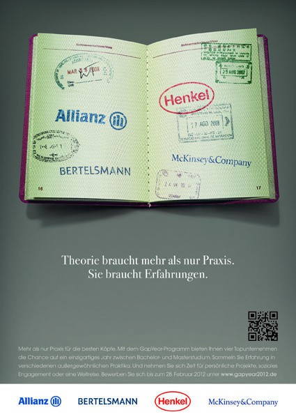 Gap Year: Personalmarketing Initiative von Bertelsmann, Henkel, McKinsey, Allianz