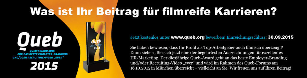 QUEB Award „Bestes Employer Branding Video“ – Jetzt bewerben!