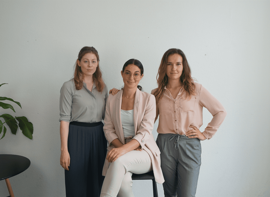 Das improveMID Founding Team Von links nach rechts: Marion Riedel, Ina Haug, Diana Kovaleva SAATKORN HR Startup